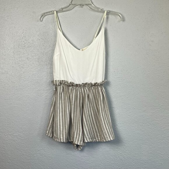 Altar'd State Pants - Altar'd State Women's Striped Bottom Linen Blend Sleeveless Shorts Romper Size S